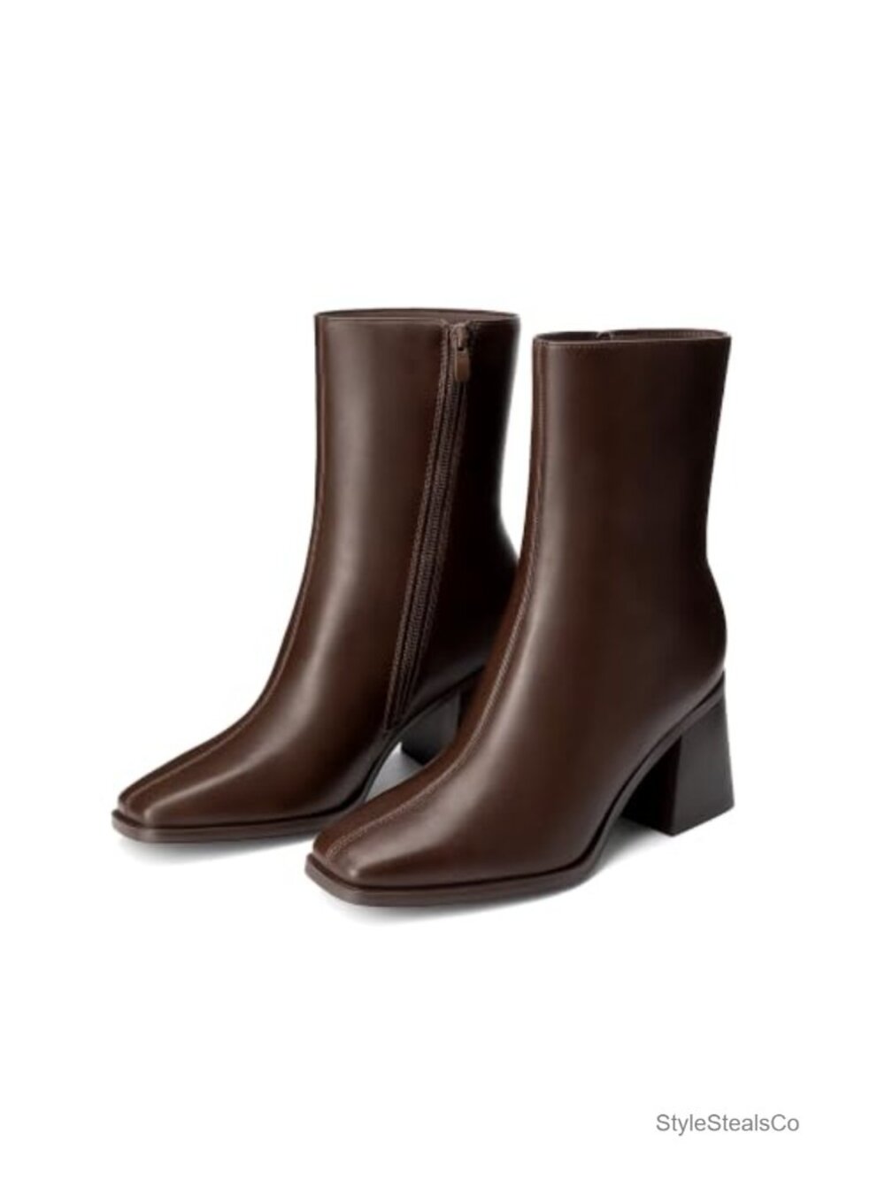 Women's Square Toe Ankle Boots Chunky Heel Cushioned TPR Sole